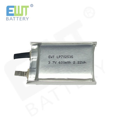 Buy Durable Performance Lithium Polymer Rechargeable Battery LP702535 3.7V 600mAh with Oem Odm Support and Over Discharge Protection online manufacture