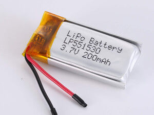 Buy LP551530 200MAH Silver Lithium Polymer Battery with 500 Cycles Cycle Life for Industrial and Commercial -20°C To 45°C online manufacture