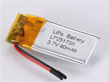 Buy Chargeable 3.7V 90MAH Li Ion Battery Manufacturers , PCB Protected Lithium Polymer Battery with Overcurrent Protection online manufacture