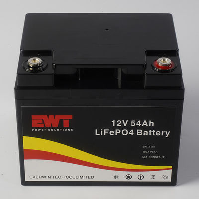 Deep Cycle Long Life Time 12V 54AH LFP LiFePo4 Battery For Solar System