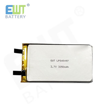 Lithium Polymer Battery LP545497 3.7V 3050mAh with Overcharge Protection and PCB Safety Features