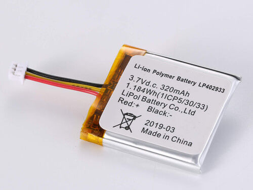 Powerful 3.7V 320MAH LP402933 Li-ion Battery with 500-1000 Cycles and Wide Temperature Range