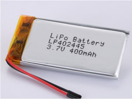 LP402445 3.7V 400MAH Silver Foil and Transperant Pvc Lithium Polymer Battery with Wires 50 Mm Red Wire And Black Wire Lithium Cobalt Oxides