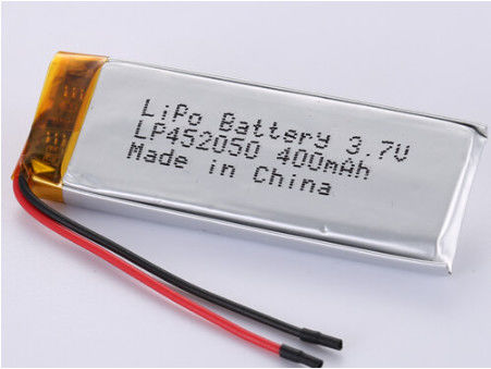 Silver Foil And Transperant Pvc LP452050 3.7V 400MAH 50 Mm Red Wire Polymer Li-ion Rechargeable Cell Sample Acceptance