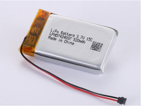 Long-Lasting Power Silver Lithium Polymer Battery LPHD7424037 3.7V 520MAH with PCB Protection