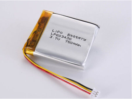 LP603436 3.7V 750 MAH Prismatic Lithium Polymer Battery Silver Chemistry for Performance