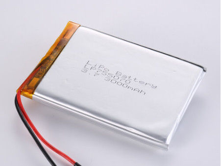 LP755070 3.7V 3000MAH Lithium Polymer Battery Manufacturers with CC/CV Charge Method and JST/Customized Connector Type